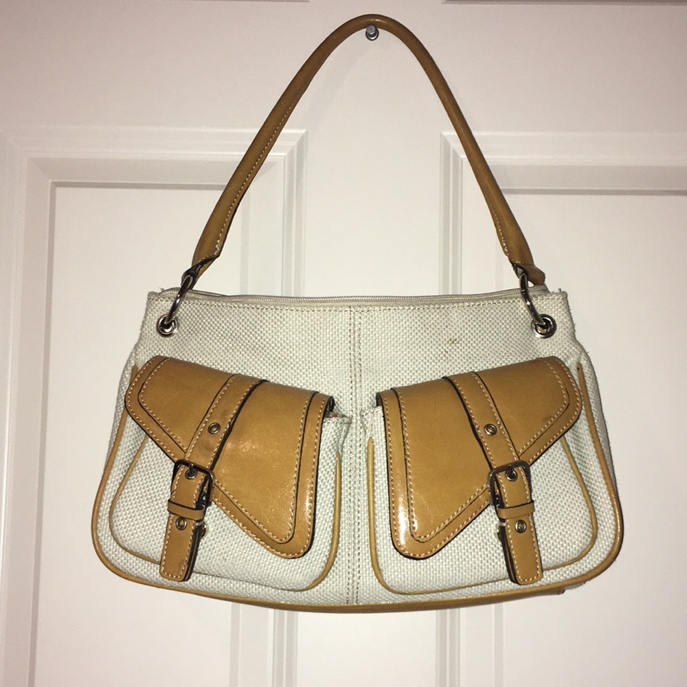 Vintage canvas and leather purse